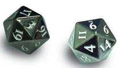 ASMODEE Heavy Metal D20 2-Dice Set Gun Metal With White Numbers