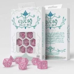 ASMODEE Q-Workshop Elvish Shimmering Pink & White Dice Set